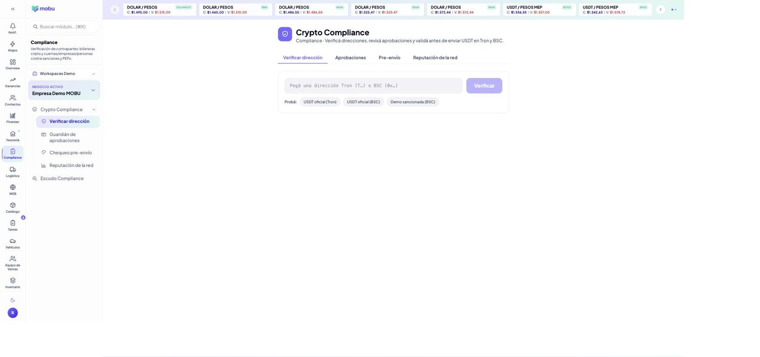 Escudo Cripto en MOBU — captura real de la app