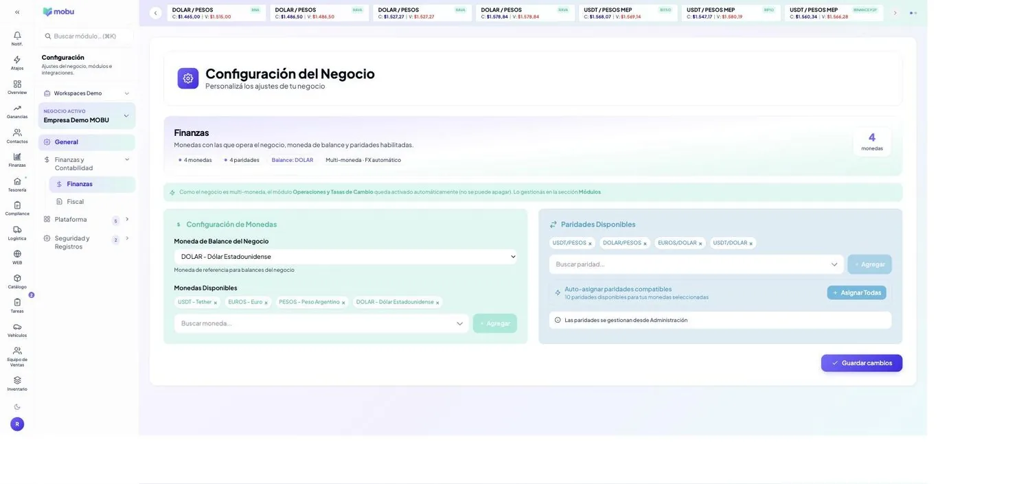 Finanzas y Fiscal en MOBU — captura real de la app