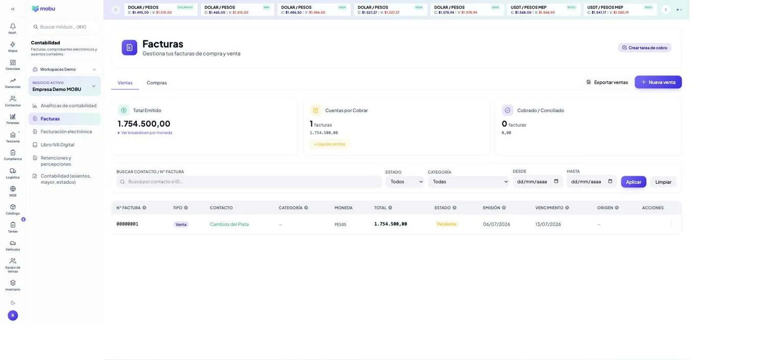 Módulo Contabilidad de MOBU — captura real de la app