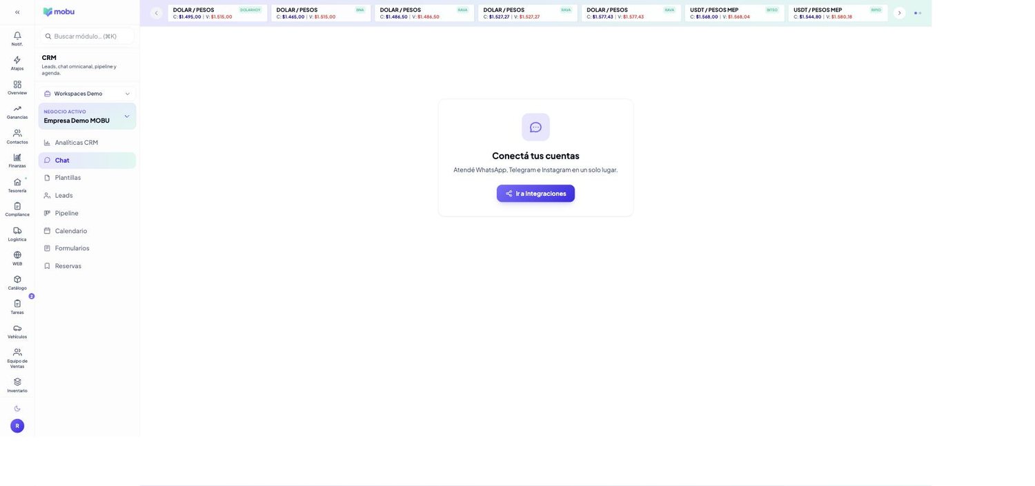 Chat omnicanal en MOBU — captura real de la app