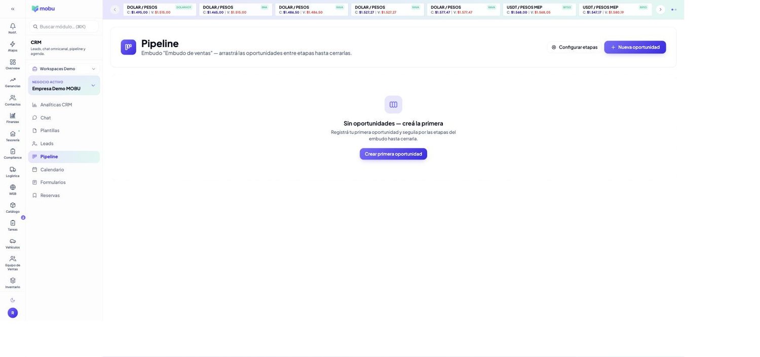 Pipeline en MOBU — captura real de la app