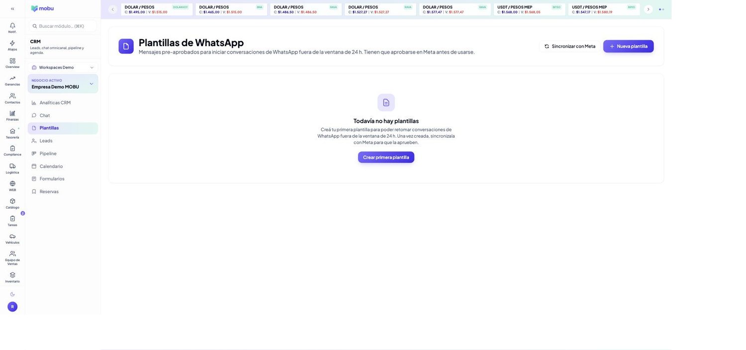 Plantillas en MOBU — captura real de la app