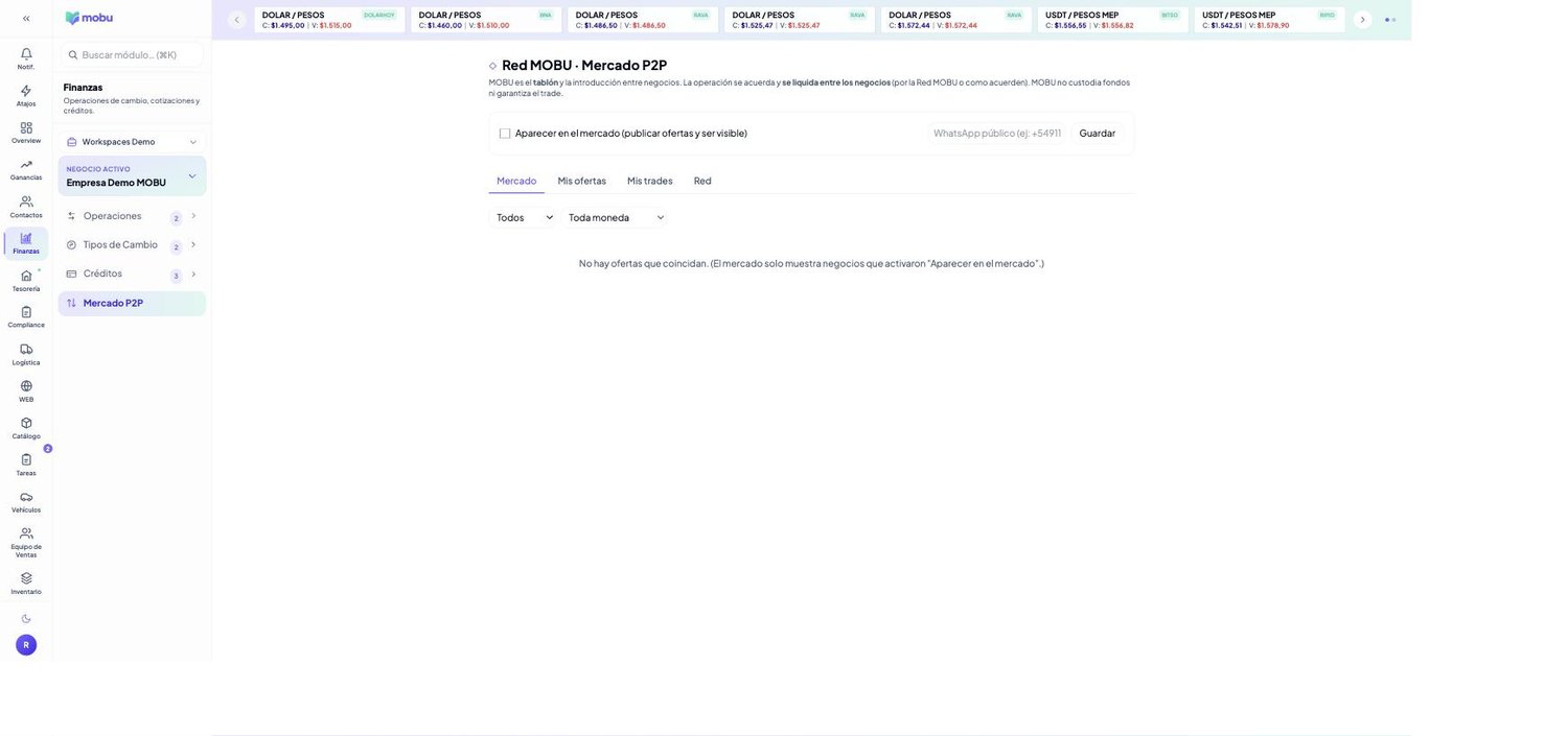 Mercado P2P (Red MOBU) en MOBU — captura real de la app