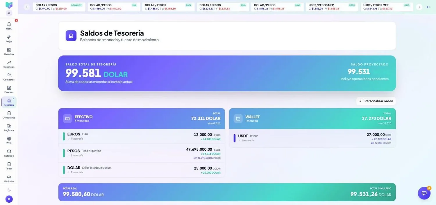 Módulo Tesorería de MOBU — captura real